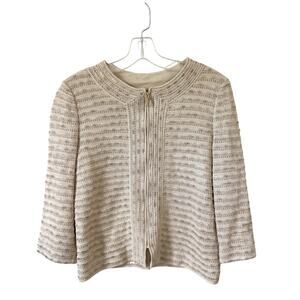 St. John Designer Gold Knit Jacket Gold Size 4